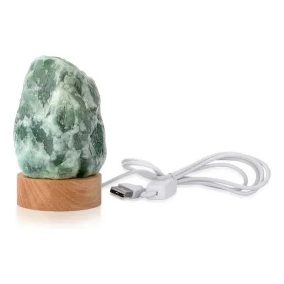 Luminária Abajur Led Pedra Quartzo Verde