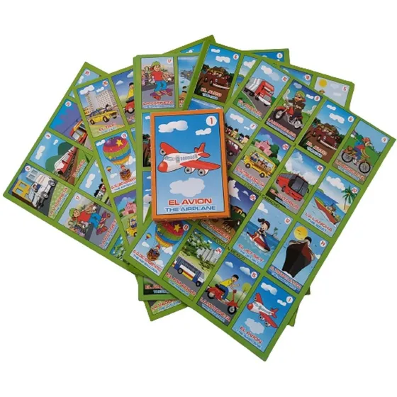 Juego Lotería Didáctica Vías De Transporte Español Y Ingles