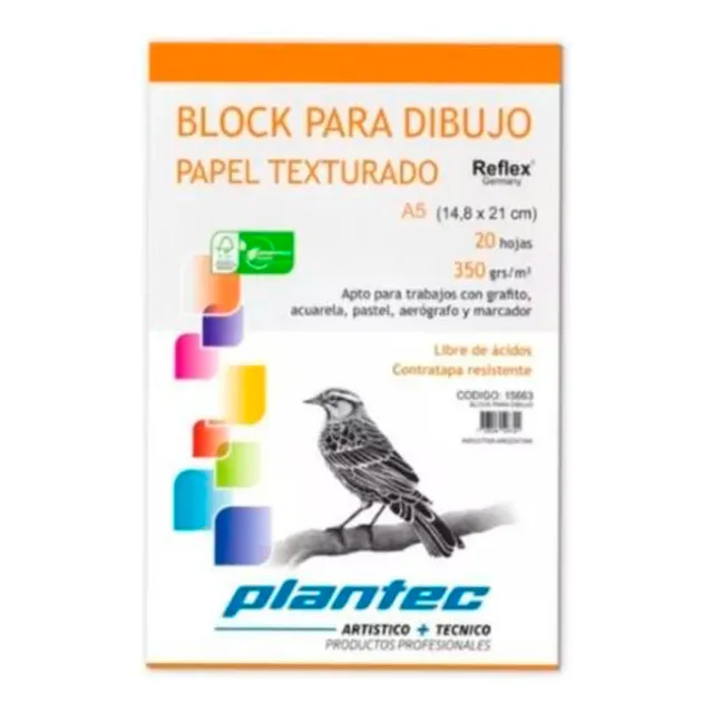 Block Para Dibujo Texturado A5 De 350grs. X 20hojas Plantec