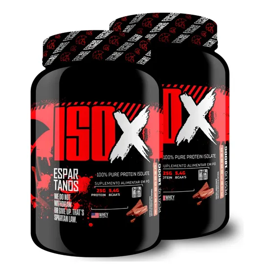 Kit 2x Suplemento Em Pó Whey Protein Isolado Iso X 1800g Sabor Chocolate