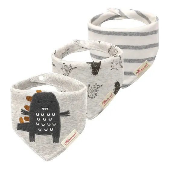 Set Baberos Bandana Bebe Mvd Kids Colores Monster Gris