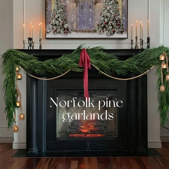 Guirnalda De Pino De Norfolk Para Decoración Navideña, 1,8 M