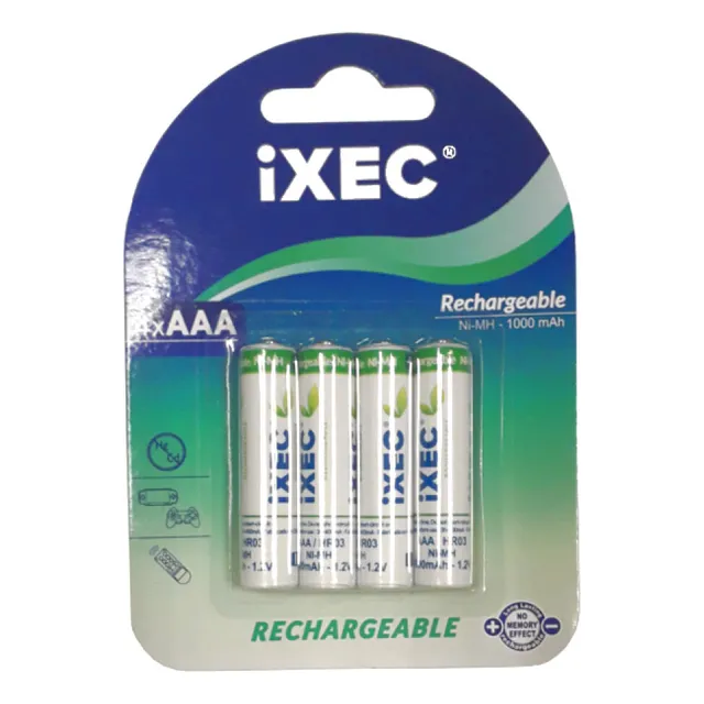 Pack X4 Pila Recargable  Aaa  Ni-mh 1000 Mah Ixec