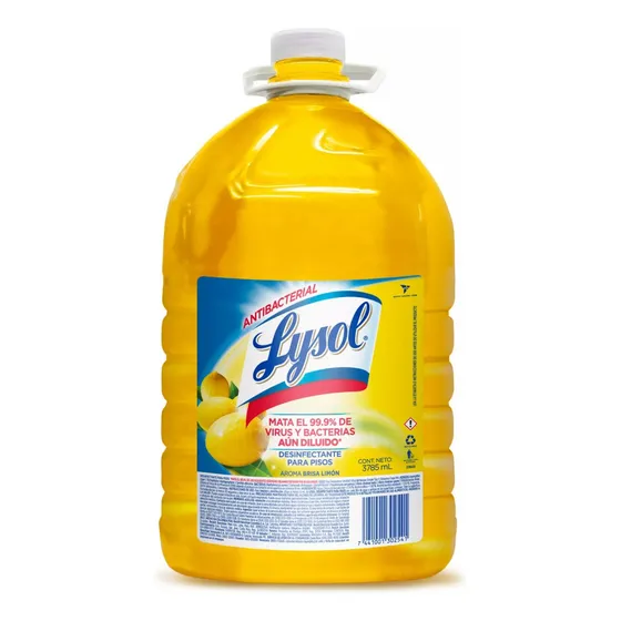 Limpiador lysol desinfectante para pisos limón 3785ml Lysol limón en botella 3.785 L