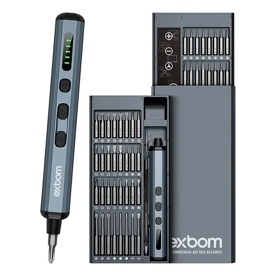 Chave de Precisão Elétrica Exbom Sem Fio Recarregável para Manutenção de Eletrônicos com 64 Bits