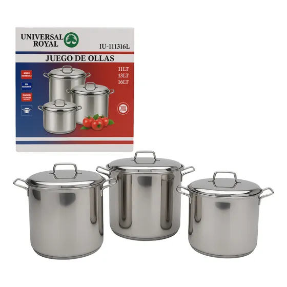 Juego De Ollas Bateria Cocina Soperas Grandes Acero 6pcs