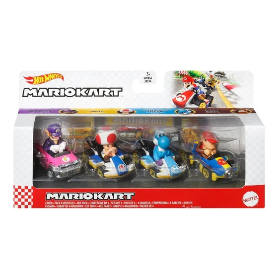 Hot Wheels Mariokart Pack Waluigi Toad Yoshi Diddy Kong