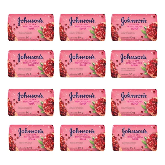 Kit 12 Sabonete Em Barra Nutri Spa Romã Johnson's 80g