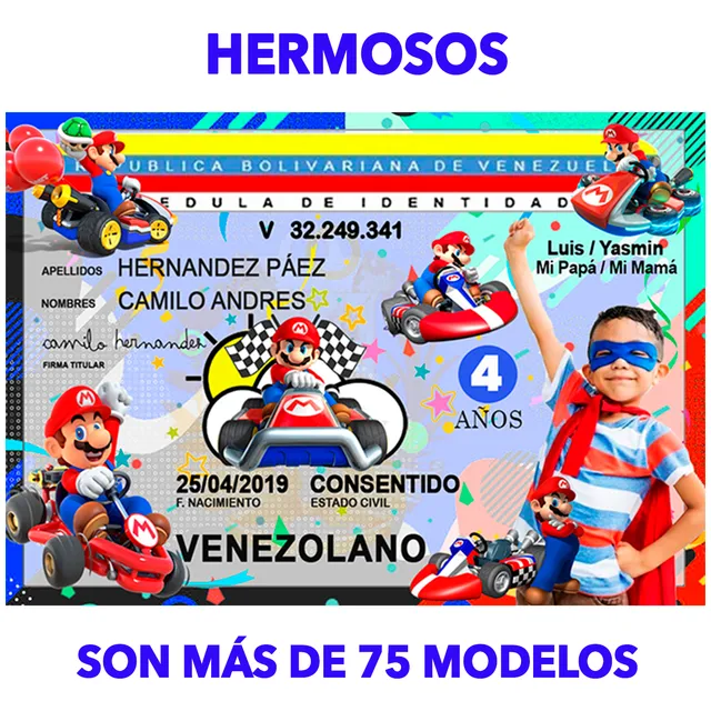 Cedula Infantil Tendencia Para Niños De Dibujos Animados