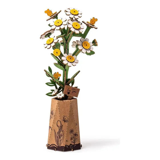 Cc Quebra-cabeça 3d Camomila Flor Artificial De Madeira Diy