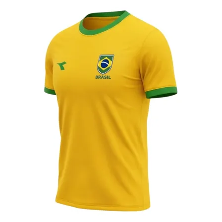 Camiseta Diadora Brasil Copa 2026 Masculina Torcedor Amarela Canario E Verde Não Gg