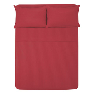 Sábana Queen Size 1800 Hilos, Microfibra Grabada Ultra Suave Color Rojo Rubí Diseño De La Tela Rayas Sábana Queen Size 1800 Hilos, Microfibra Grabada Ultra Suave Color Rojo Rubí Diseño De La Tela Rayas