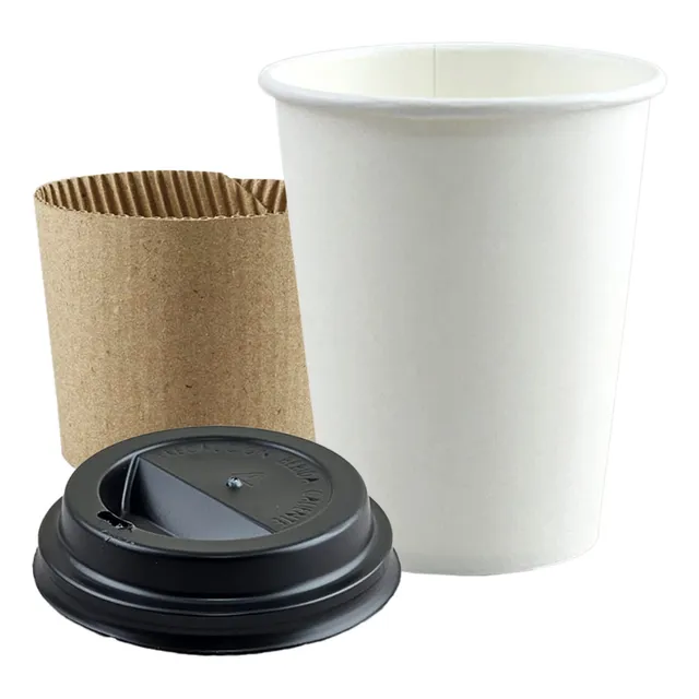 Vaso De Polipapel 8oz Con Tapa Y Collarin (240cc) X 100u.