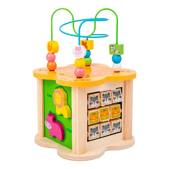Juguete Cubo Didáctico De Madera Con Laberinto Y Juegos
