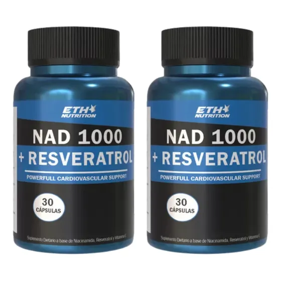 Eth Nad 1000 + Resveratrol Suplemento 2 Potes X 30 Cápsulas