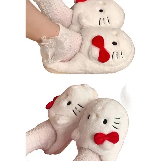 Pantuflas Hello Kitty Peluche Suaves Y Cómodas