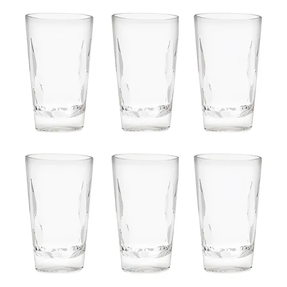 Jogo 6 Copos Geometric Transparente 300ml Resistente Acrilic