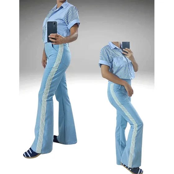Jeans Modelo Track Pants O Pantalón Con Rayas
