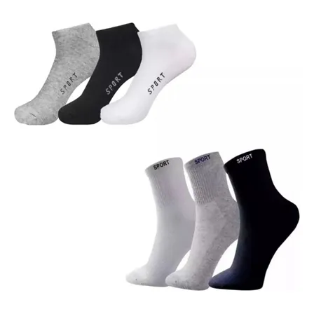 12 Pares Meia Cano Médio E Curto Unissex Premium Qualidade