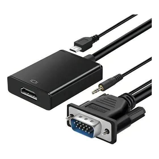 Adaptador Cable Convertidor De Vga A Hdmi Full Hd 1080p Con Cable Para Audio Y Cable De Sumistro De Energía Jkr Tech | Cuotas sin interés