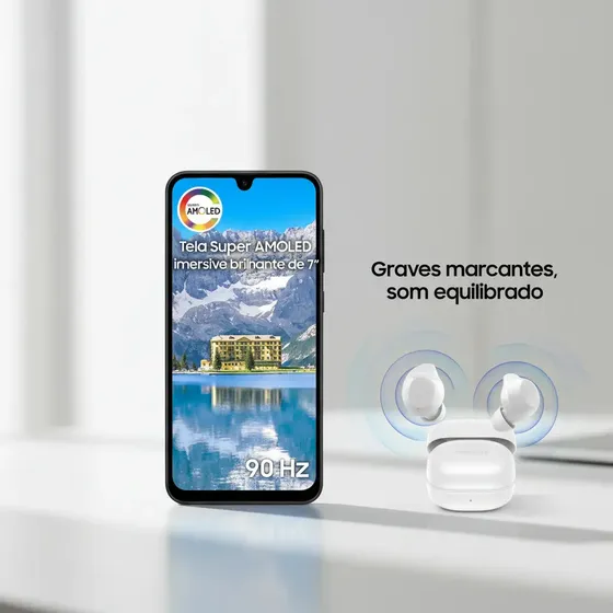 Kit Samsung: Celular Galaxy A17 256gb 8gb Ram 50mp 6.7 Nfc Ip54 Preto + Galaxy Buds Core Branco