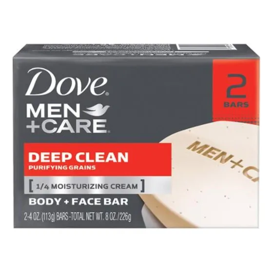 Barra Facial Y Corporal Dove Deep Clean Para Hombres, 2 Jabo
