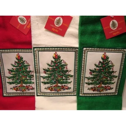 3 Paño Cocina Diseño Arbol Navidad Color Rojo Verde