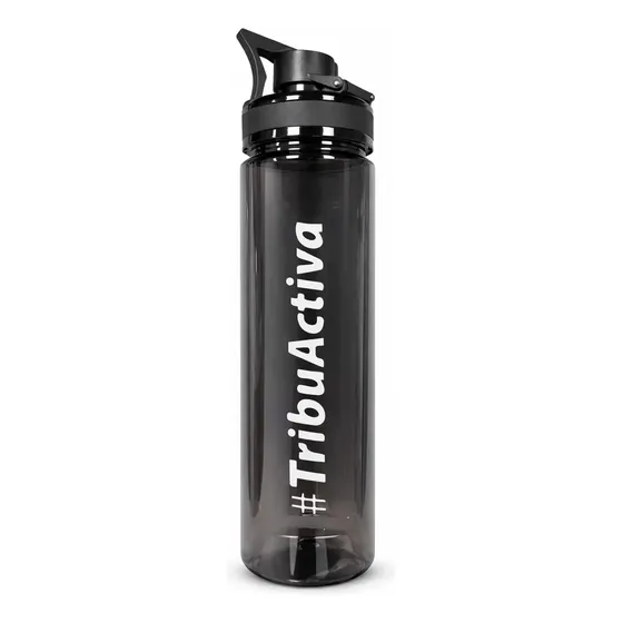Botella De Agua Deportiva 700 Ml Con Tapa Flip Y Asa Negro