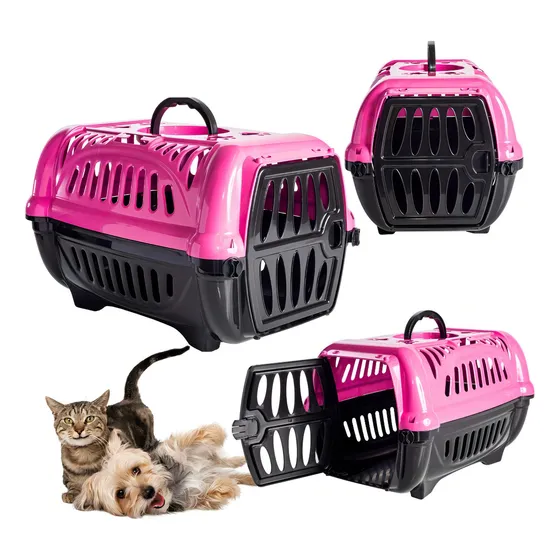 Jel Plast Caixa De Transporte Número 1 para gatos coelho cão pequeno 8kg Rosa