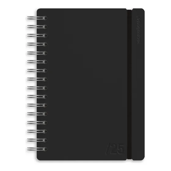 Agenda 2025 Diaria A5 Vacavaliente Cuero Reciclado Portada Negro