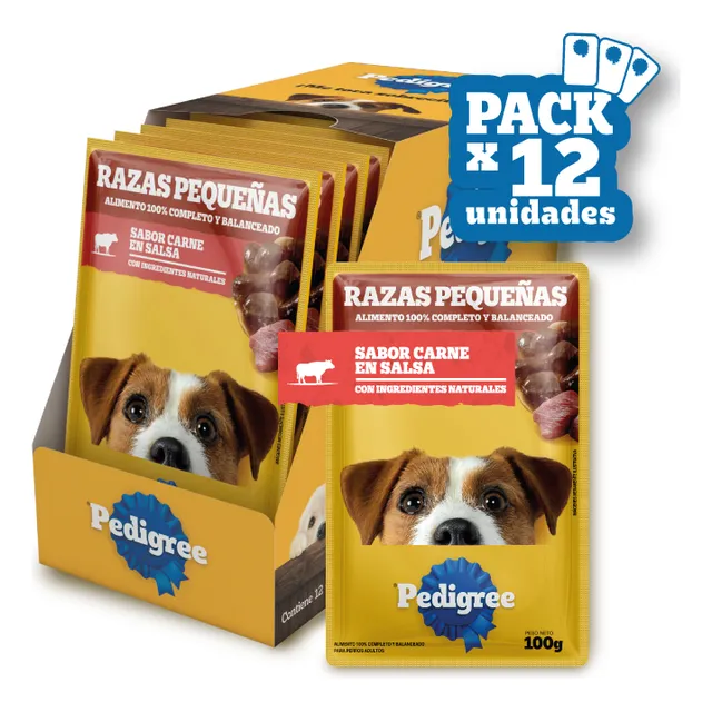 Pedigree Alimento Húmedo Sobrecito Perro Raza Peq Carne 12un