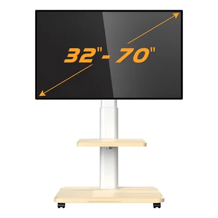 Soporte Tv Rack Movil Con Ruedas 32 A70 Base Pedestal Blanco Blanco