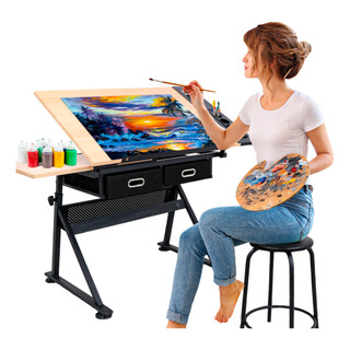 Restirador Profesional Mesa Plegable Madera Dibujo + Banco Restirador Profesional Mesa Plegable Madera Dibujo + Banco
