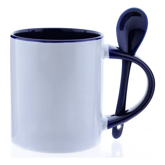 Taza 11 Oz Color Interno Y Cucharilla Para Sublimación