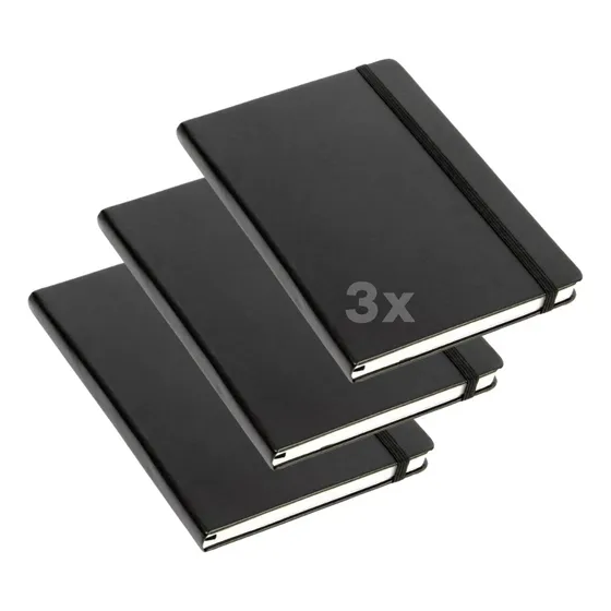 Kit 3 Caderneta Capa Dura Tipo Moleskine Universitaria 80 Fl