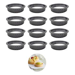 Molde Aro Tarta Perforado Circular 8 Cm 12 Piezas Molde Aro Tarta Perforado Circular 8 Cm 12 Piezas