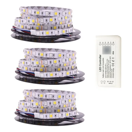Kit 3 Fitas Led Rgbcct 5mts Ip20 6vias + Controlador Zigbee Luz Rgb+cct Tensão De Operação 12v 12v