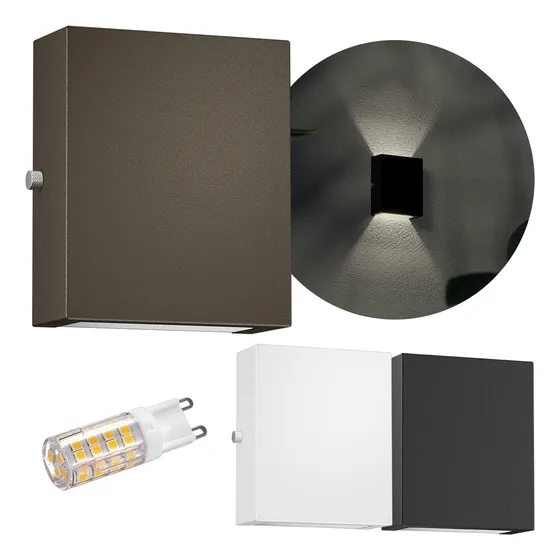 1x Arandela Mini Slim 2 Focos Externa + Led G9 5w Mf143