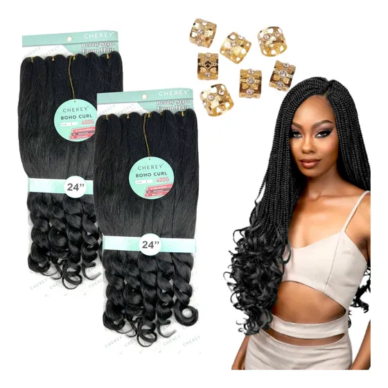 Kit 2  Jumbo P/ Trança Com Cachos Na Ponta Curl French Braid