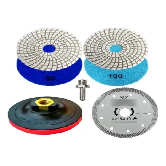 Kit Acabamento Porcelanato Lixa 50 E 100 1 Suporte 1 Disco