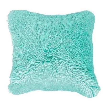 Cojín Peludo Pelo Largo 40 X 40 Cm Peluche Concord Diseño De La Tela Clarise Aqua