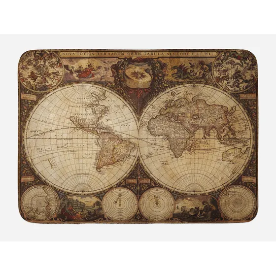 Alfombrilla Baño Diseño Mapa Mundo Viejo 20 Estilo Historico