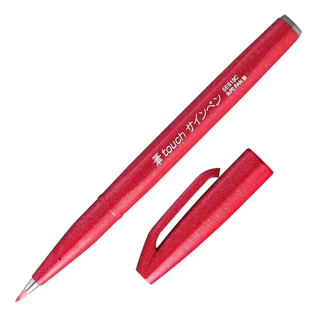 Plumon Punta Pincel Roja Pentel Sign Brush Flexible