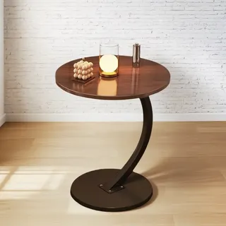 Mesa Auxiliar Portátil Para Espacios Pequeños, Forma De C Color Marrón