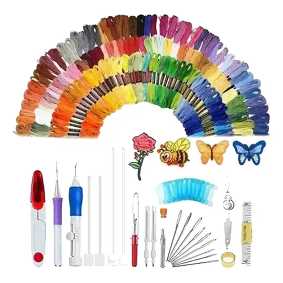 Kit 187 Agujas Mágicas E Hilos Para Bordar 150 Colores
