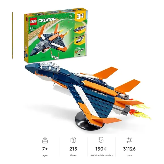 Lego 31126 Creator Avion Jet Supersonico 215 Pzs