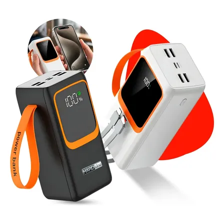 Carregador Portátil Power Bank 50000mah Usb Rápido Display Digital 50ahm Universal Para Samsung Motorlola Xiomi Com Display Digital - Marca Hardline Preto Ou Branco Branco/preto