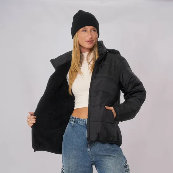 Customs Ba Campera C Piel Mujer Parka Corderito Impermeable