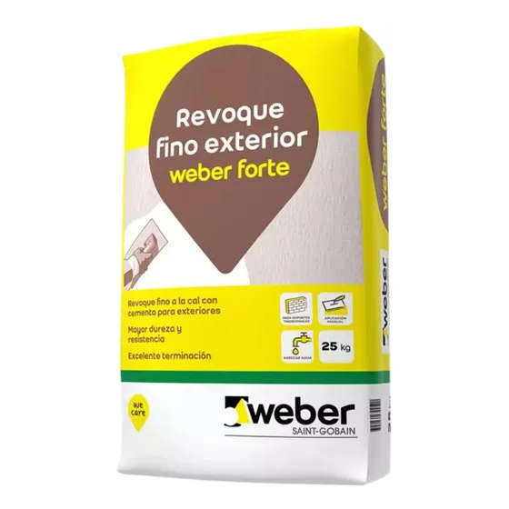 Revoque  Fino Exterior Weber Forte X 25 Kg Córdoba