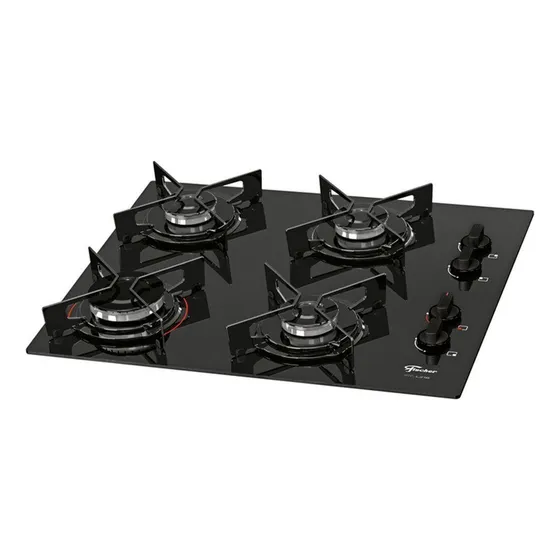 Fogão Cooktop Fischer 4 Bocas Fit Line Gás Mesa Vidro